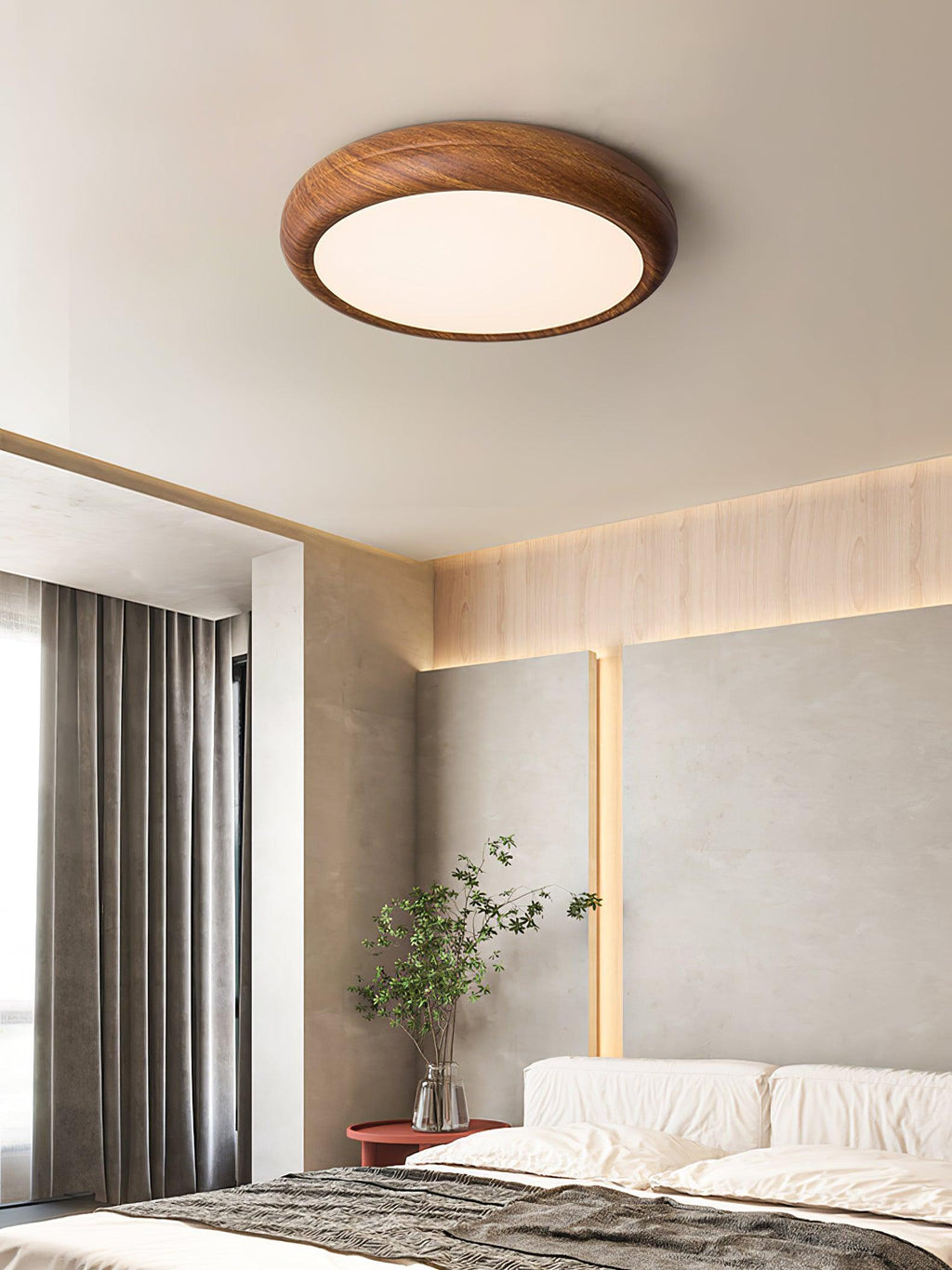Lampa Sufitowa Drewniana Okrągła LED