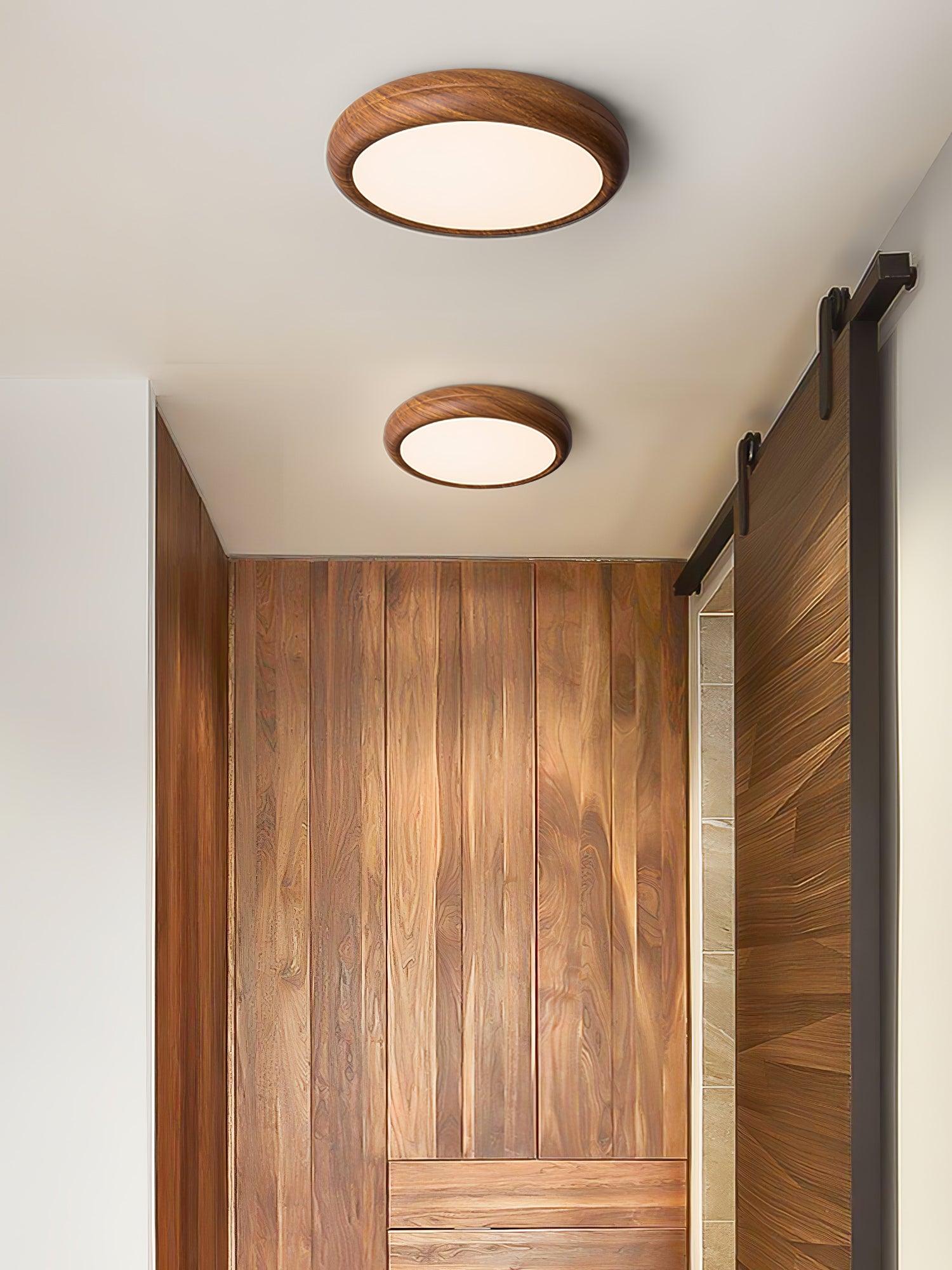 Lampa Sufitowa Drewniana Okrągła LED