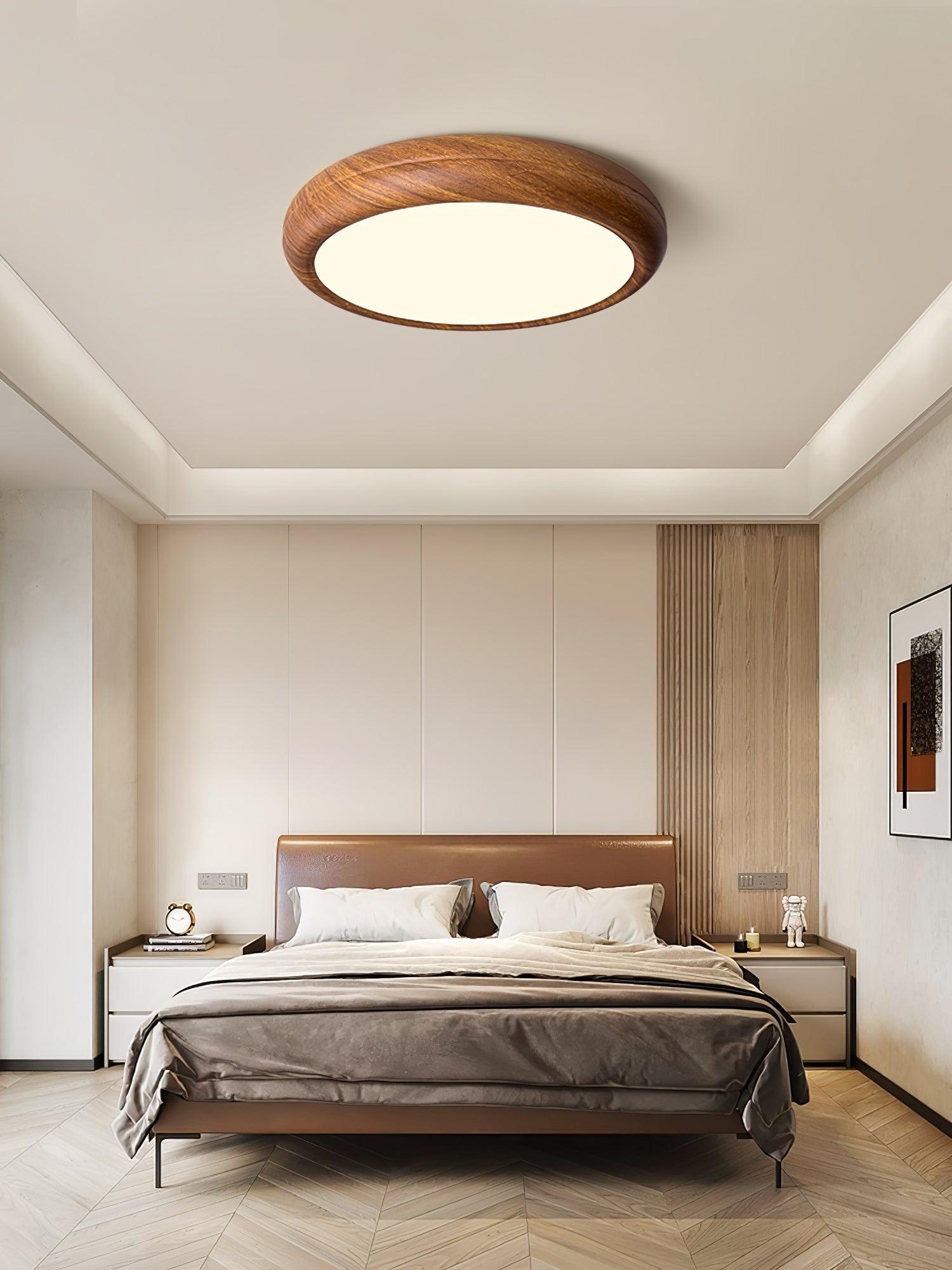 Lampa Sufitowa Drewniana Okrągła LED