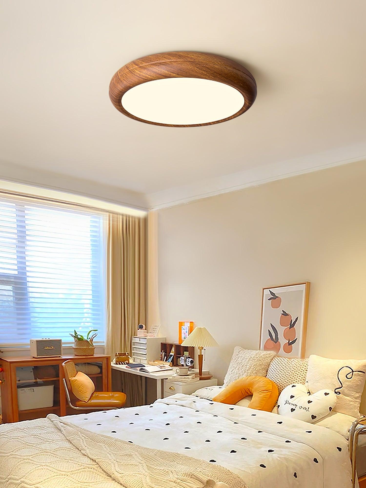 Lampa Sufitowa Drewniana Okrągła LED
