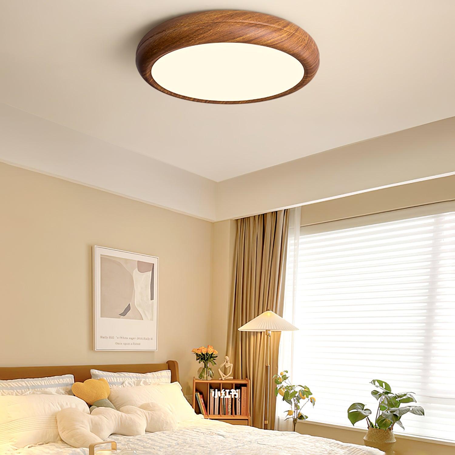 Lampa Sufitowa Drewniana Okrągła LED