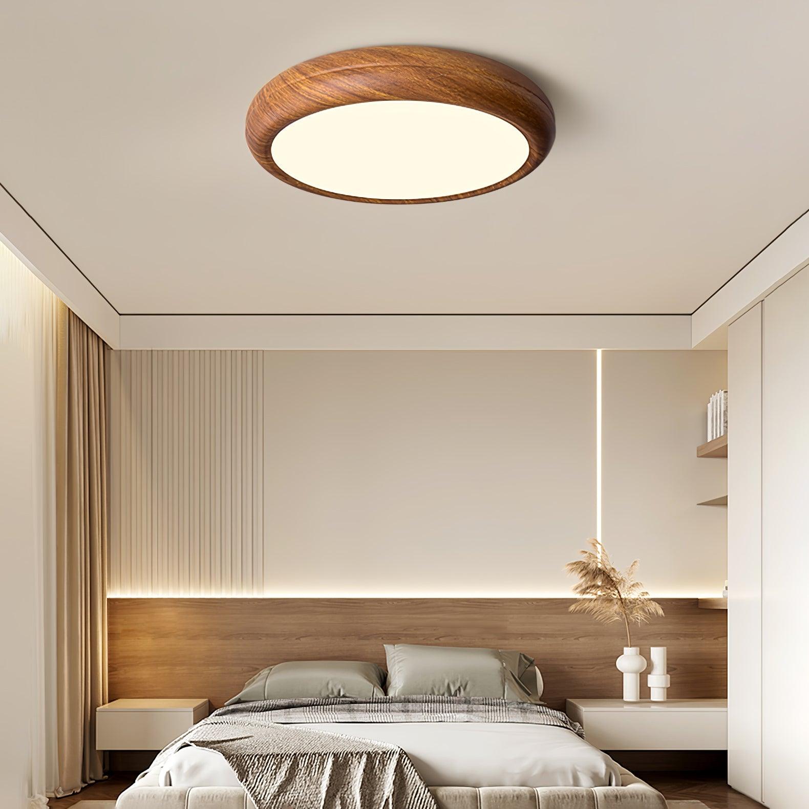 Lampa Sufitowa Drewniana Okrągła LED