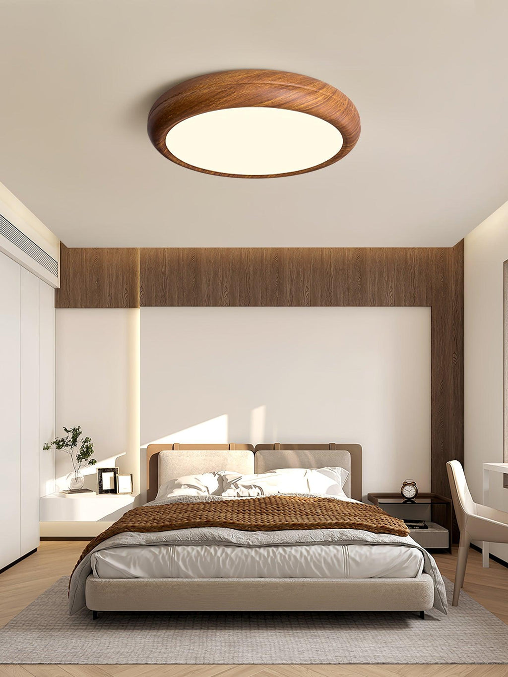 Lampa Sufitowa Drewniana Okrągła LED