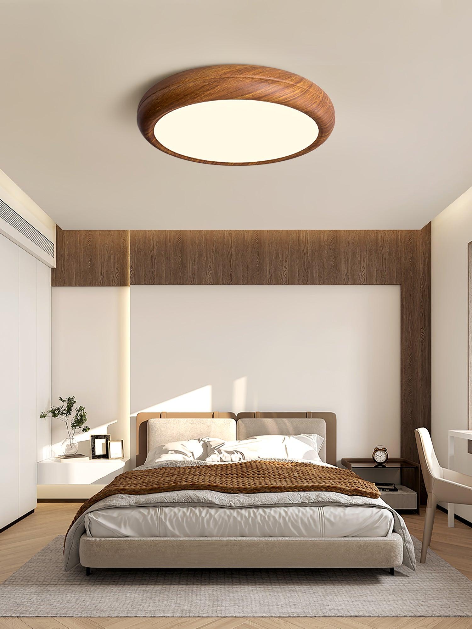 Lampa Sufitowa Drewniana Okrągła LED