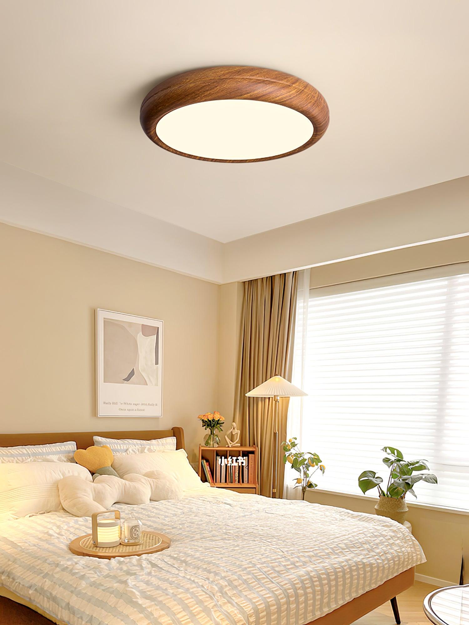 Lampa Sufitowa Drewniana Okrągła LED