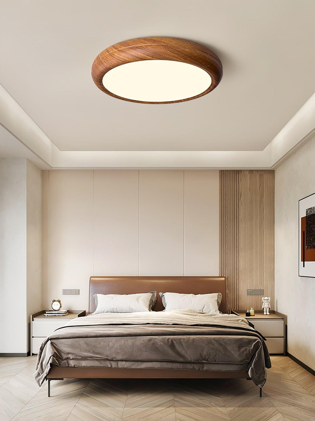 Lampa Sufitowa Drewniana Okrągła LED