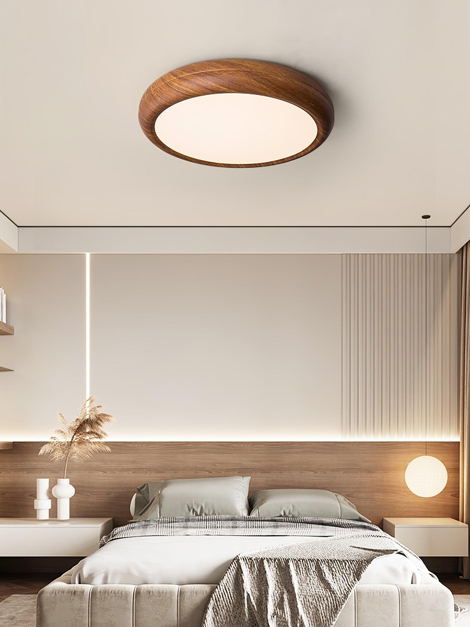 Lampa Sufitowa Drewniana Okrągła LED