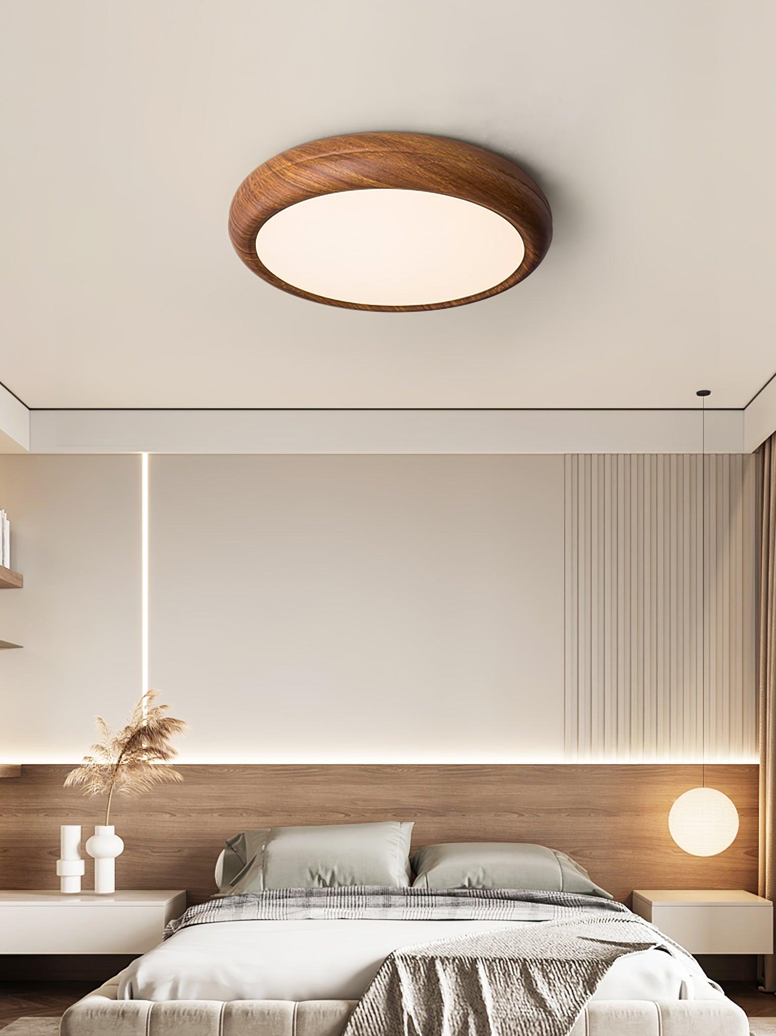 Lampa Sufitowa Drewniana Okrągła LED