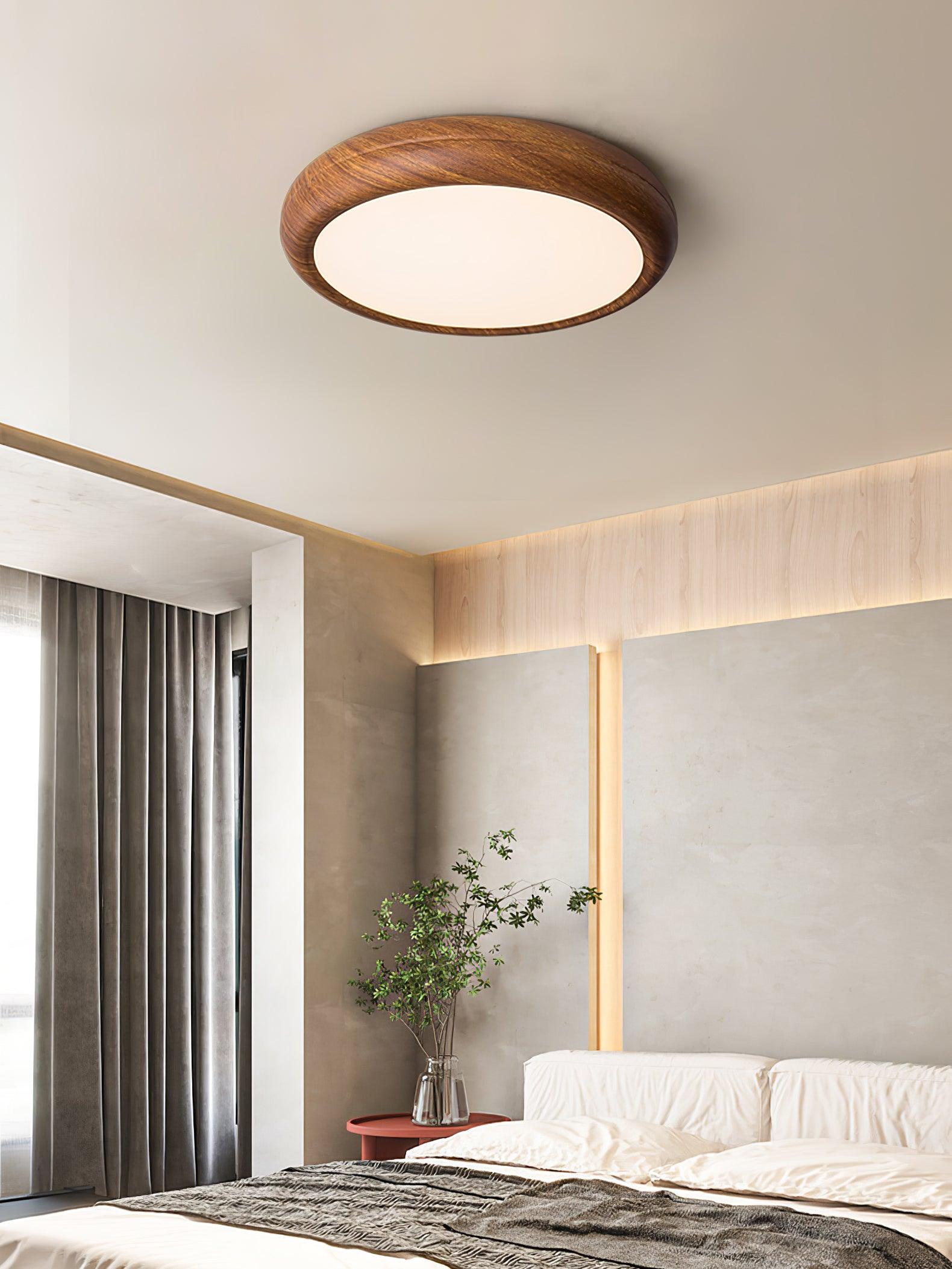 Lampa Sufitowa Drewniana Okrągła LED