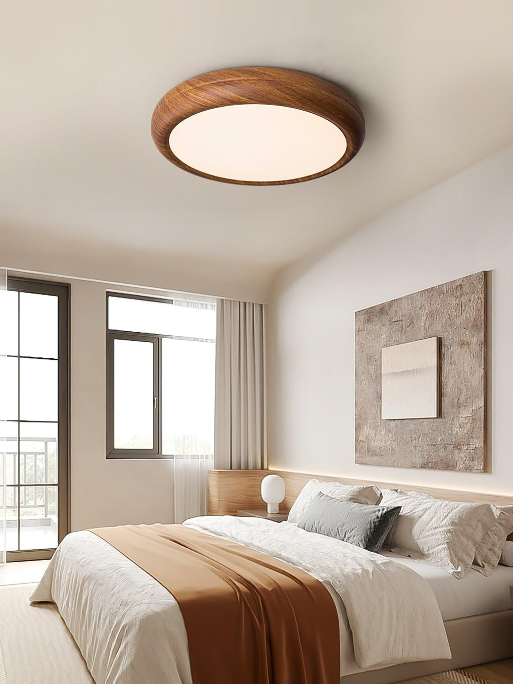 Lampa Sufitowa Drewniana Okrągła LED