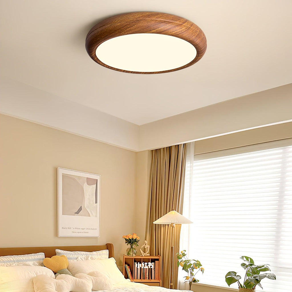 Lampa Sufitowa Drewniana Okrągła LED