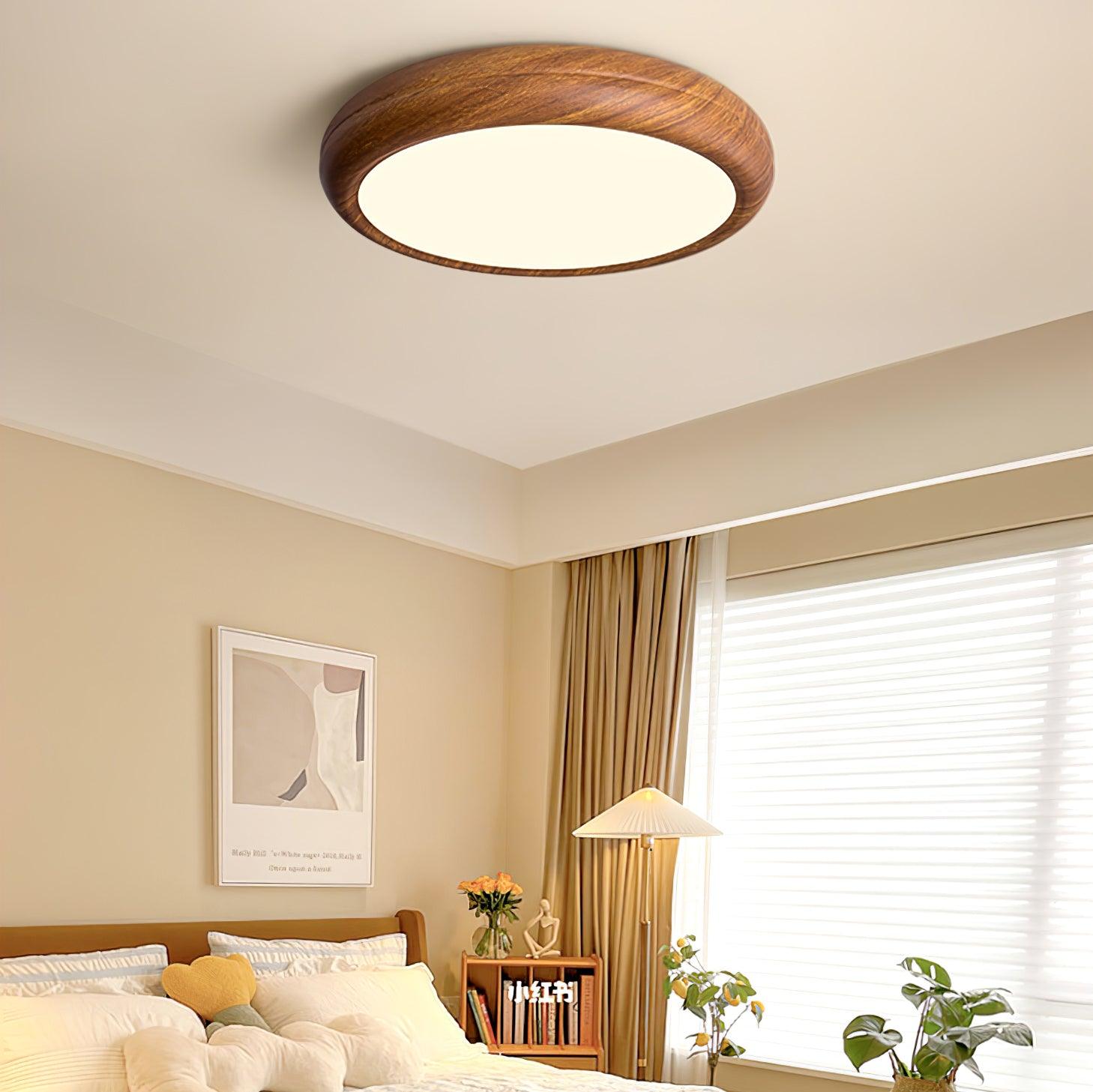 Lampa Sufitowa Drewniana Okrągła LED