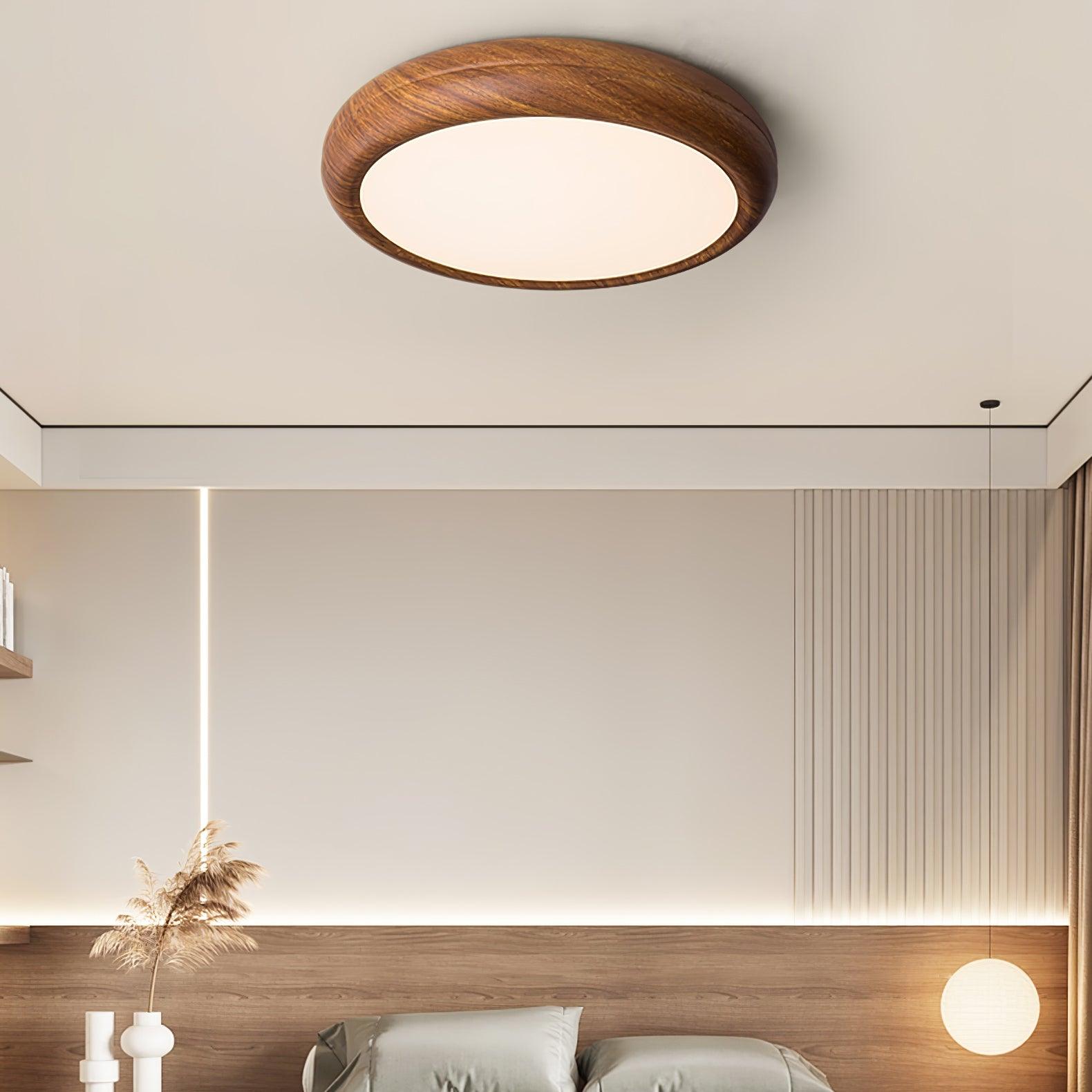 Lampa Sufitowa Drewniana Okrągła LED