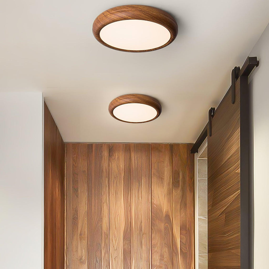 Lampa Sufitowa Drewniana Okrągła LED