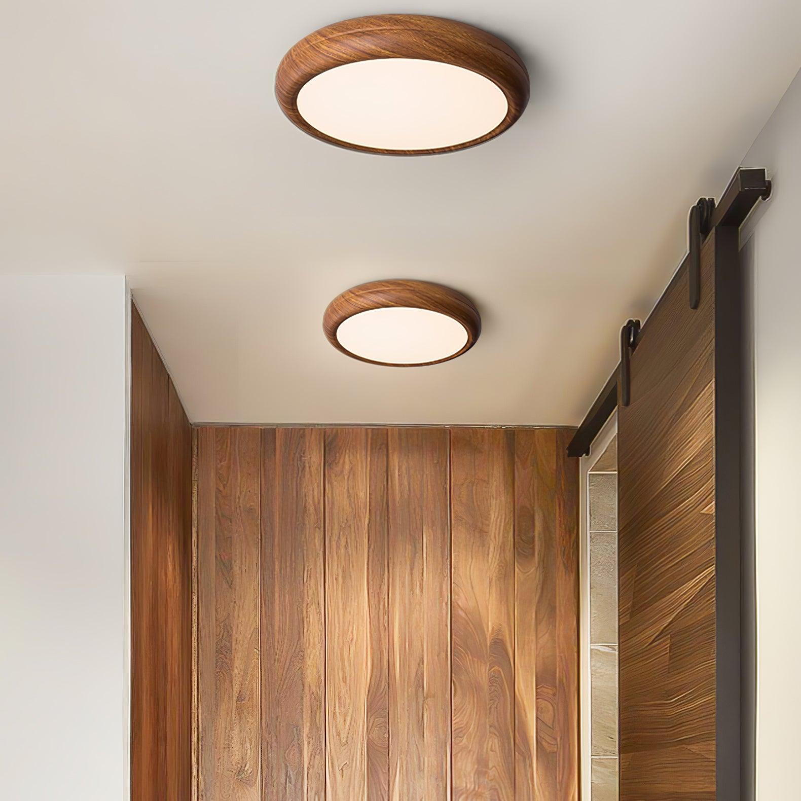 Lampa Sufitowa Drewniana Okrągła LED