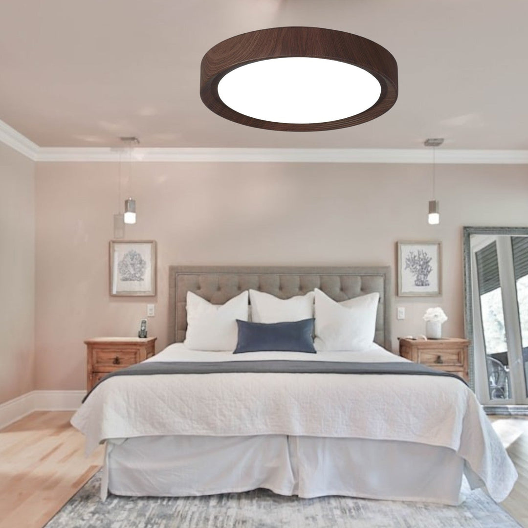 Lampa Sufitowa Drewniana Okrągła LED