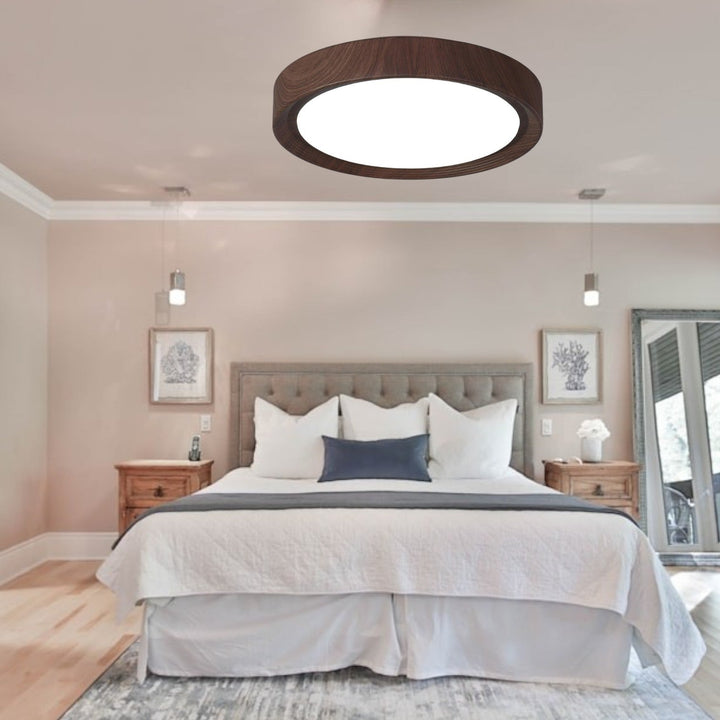 Lampa Sufitowa Drewniana Okrągła LED