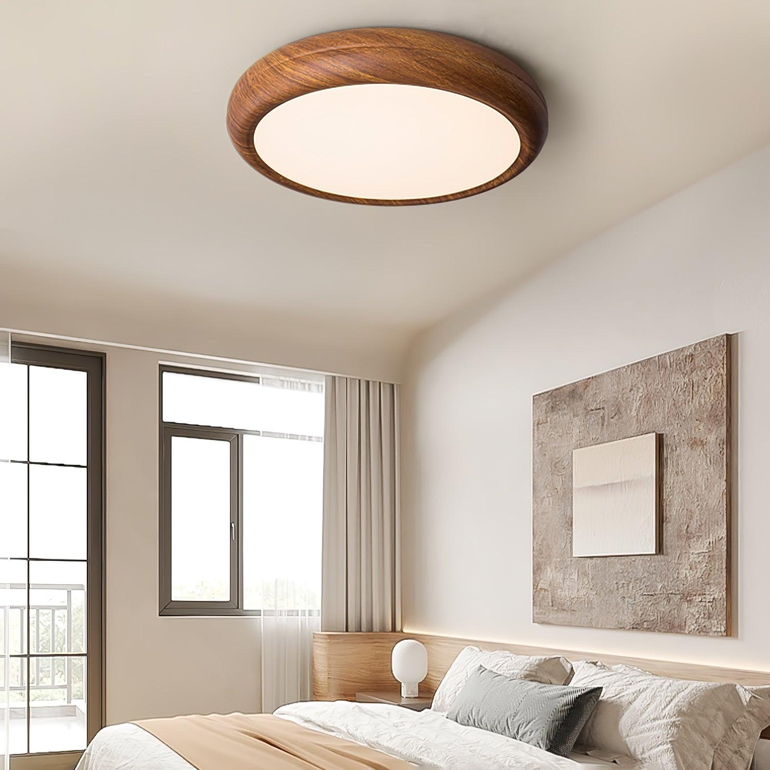 Lampa Sufitowa Drewniana Okrągła LED