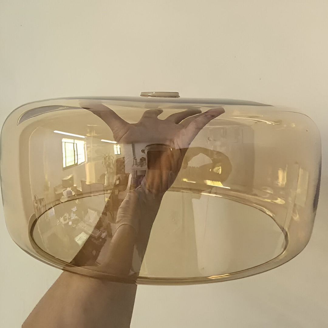 Nowoczesna lampa sufitowa z szklaną kloszem i LED, styl retro