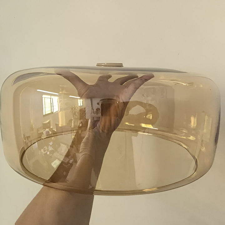 Nowoczesna lampa sufitowa z szklaną kloszem i LED, styl retro