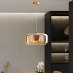 Nowoczesna lampa sufitowa z szklaną kloszem i LED, styl retro