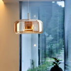 Nowoczesna lampa sufitowa z szklaną kloszem i LED, styl retro