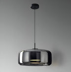 Nowoczesna lampa sufitowa z szklaną kloszem i LED, styl retro