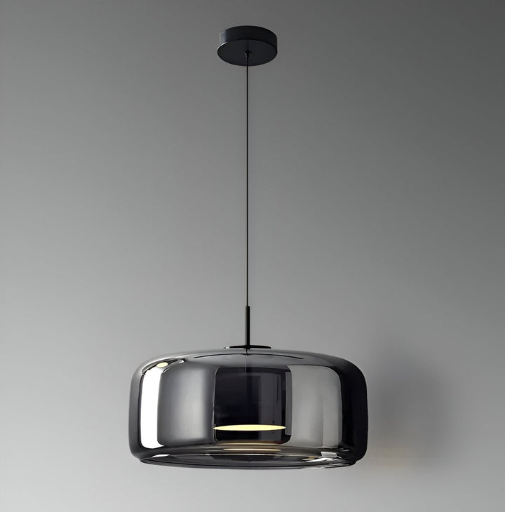 Nowoczesna lampa sufitowa z szklaną kloszem i LED, styl retro