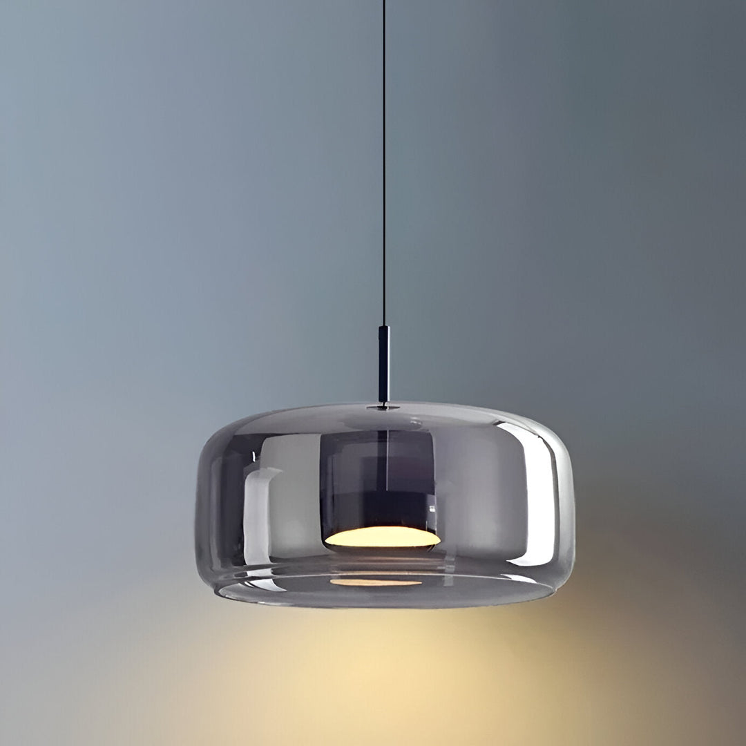 Nowoczesna lampa sufitowa z szklaną kloszem i LED, styl retro