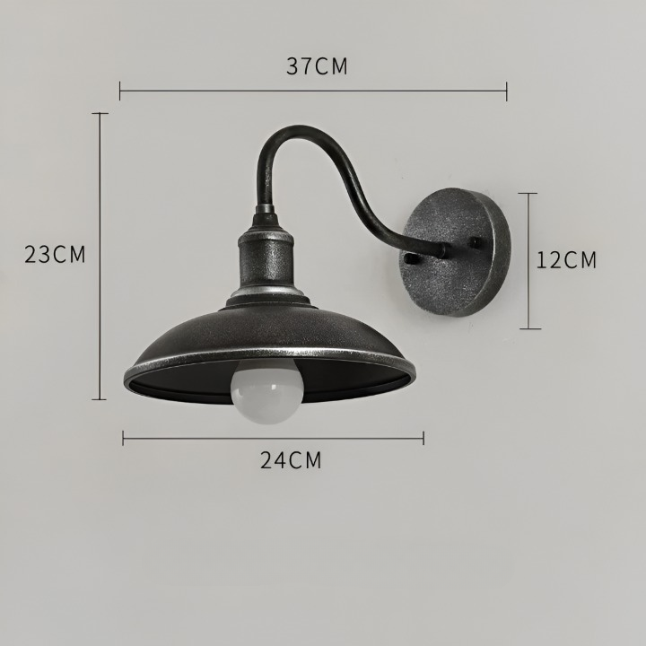 Nowoczesna lampa ścienna zewnętrzna w kształcie misy, styl industrialny
