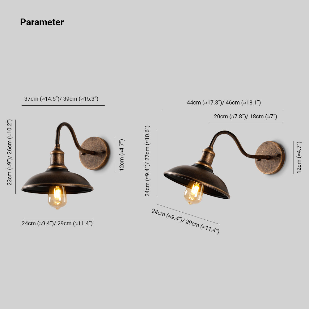 Nowoczesna lampa ścienna zewnętrzna w kształcie misy, styl industrialny