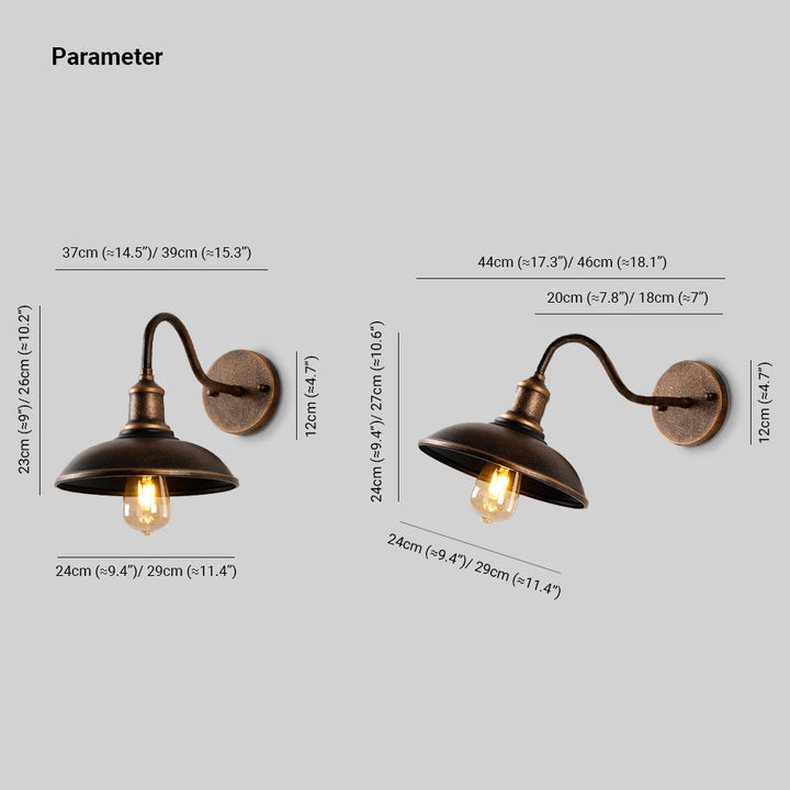 Nowoczesna lampa ścienna zewnętrzna w kształcie misy, styl industrialny