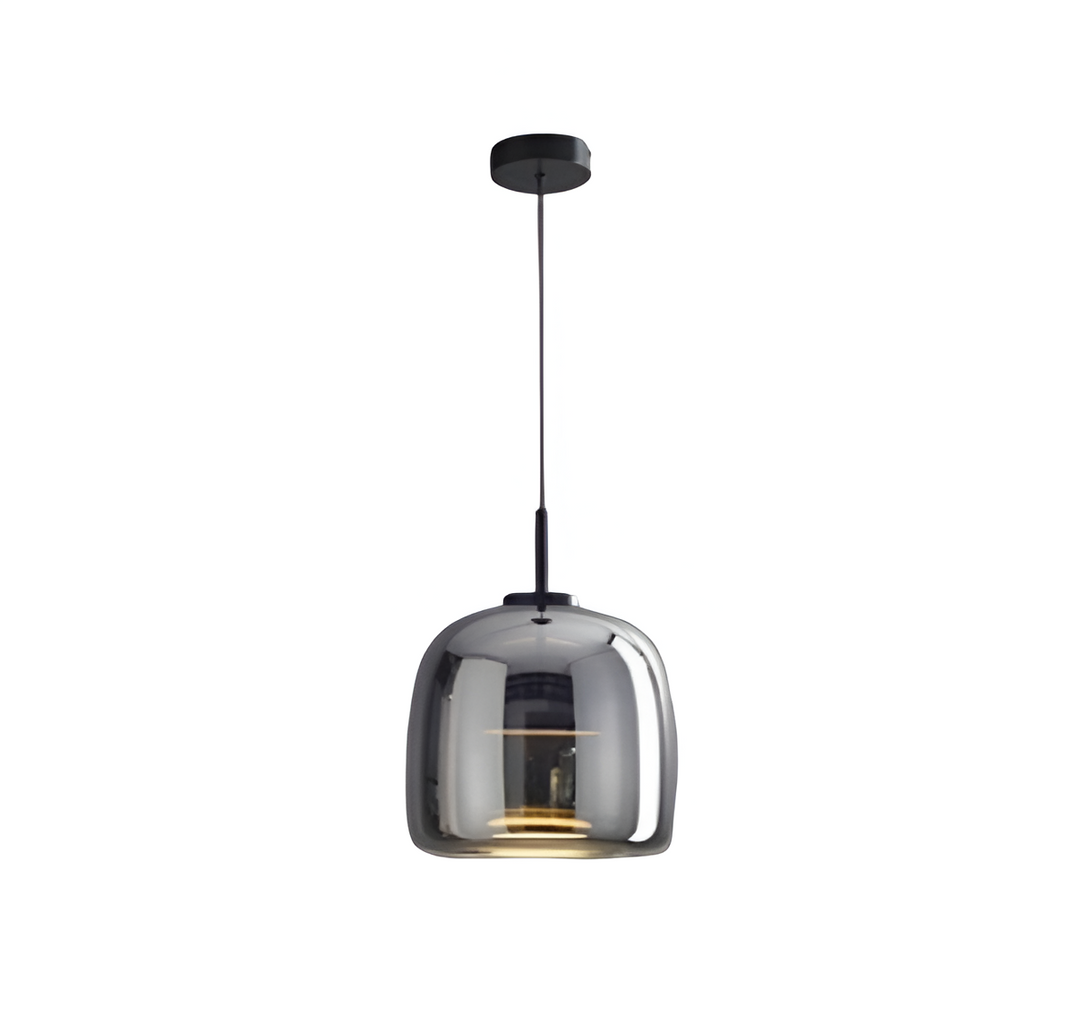 Nowoczesna lampa sufitowa z szklaną kloszem i LED, styl retro