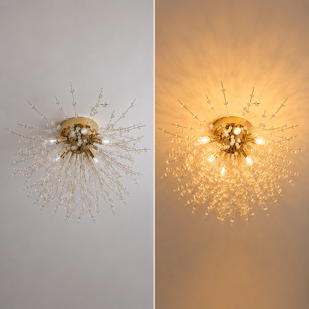 Lampa sufitowa Dandelion Crystal – nowoczesny żyrandol w stylu fajerwerków