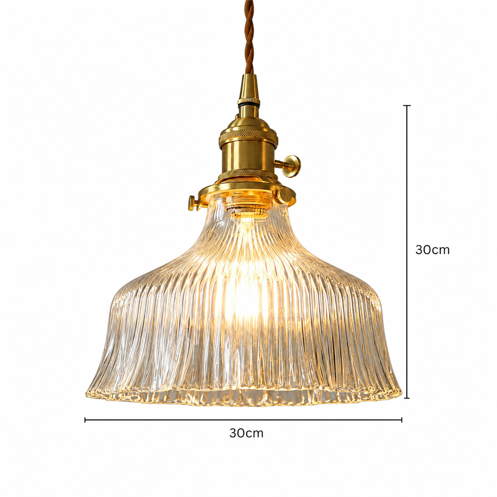 Nordycka lampa wisząca z ryflowanego szkła