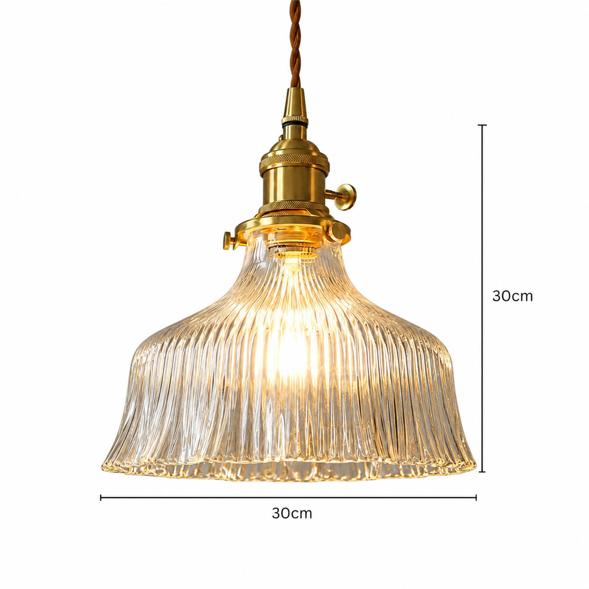 Nordycka lampa wisząca z ryflowanego szkła