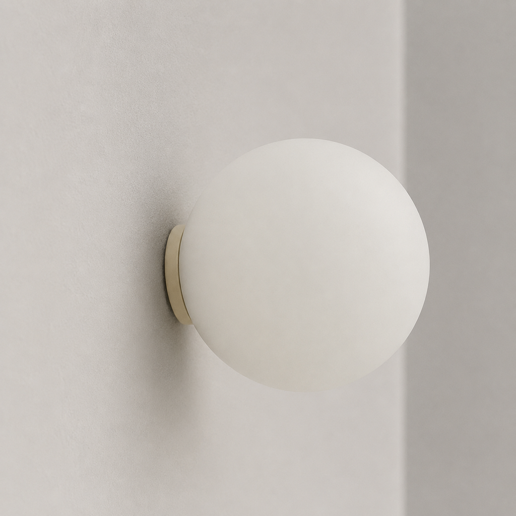 Nowoczesna kinkietowa lampa ścienna LED z kulą ze szkła w stylu ambient