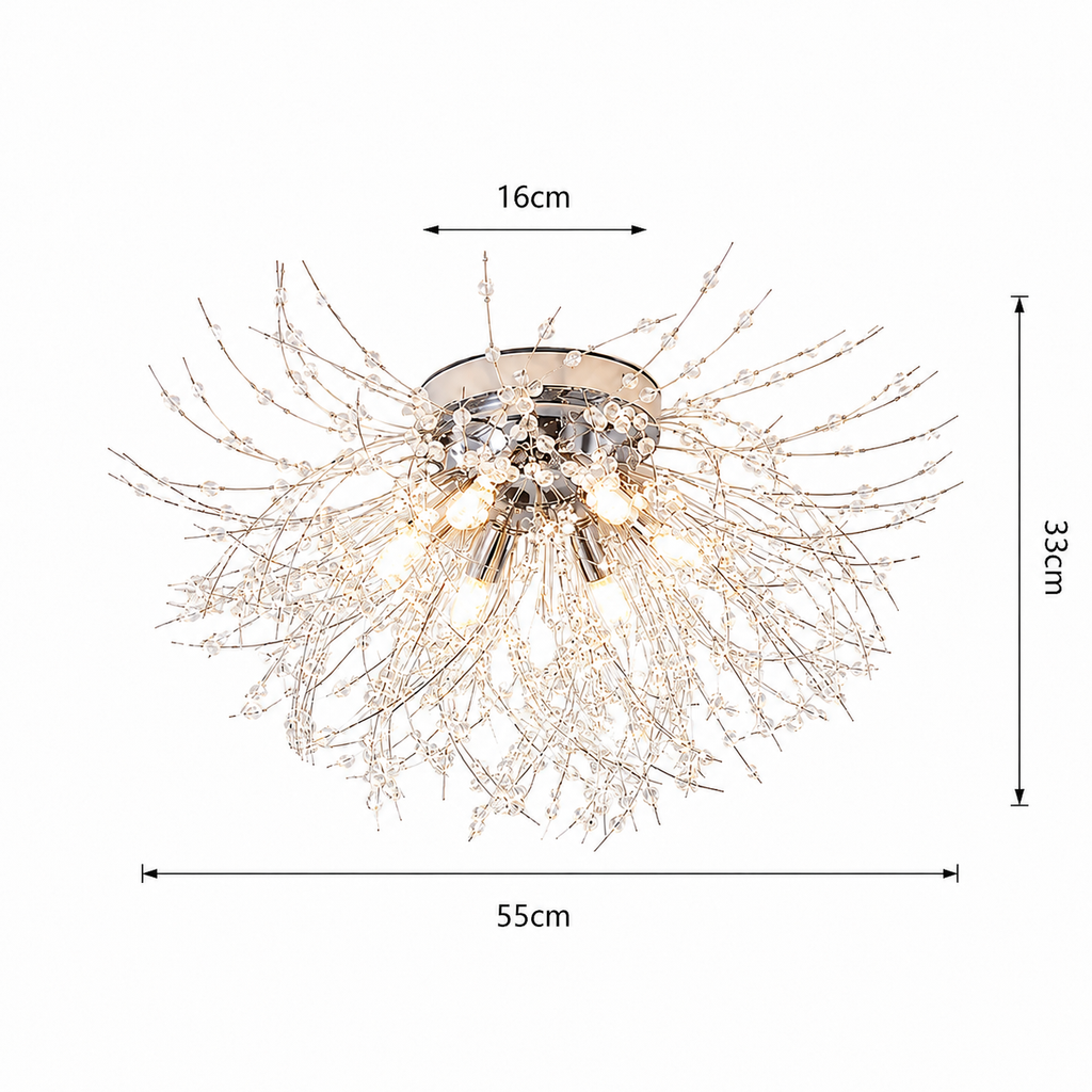 Lampa sufitowa Dandelion Crystal – nowoczesny żyrandol w stylu fajerwerków